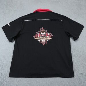 Cruisin USA Mens XL Bowling Shirt VTG Tiki Tribal Flames Dos Equis AMF Black Red